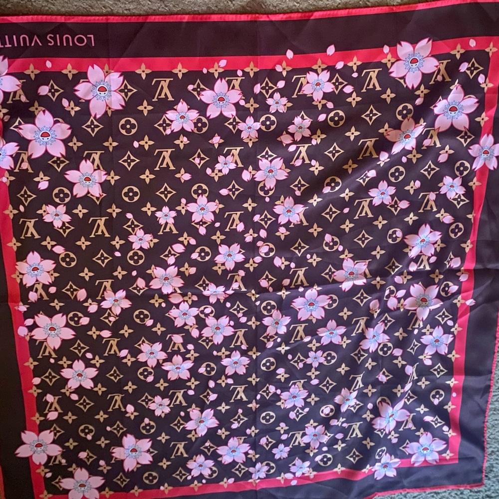 Brown and Pink Floral Scarf